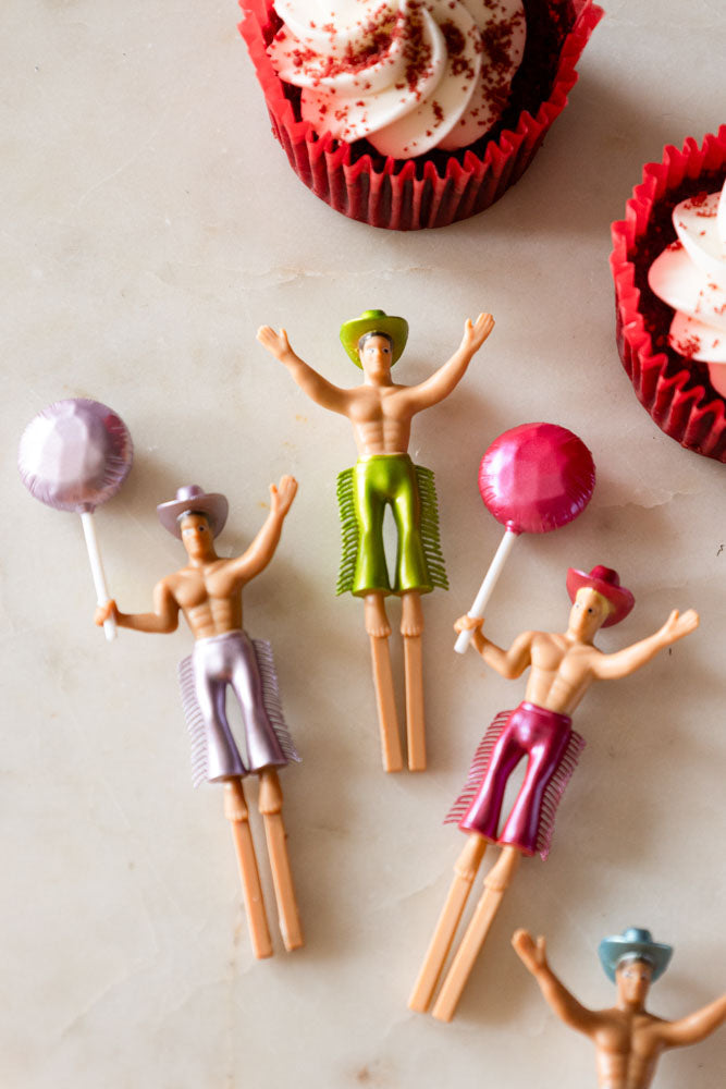 Set of 4 Cowboy Cake Toppers