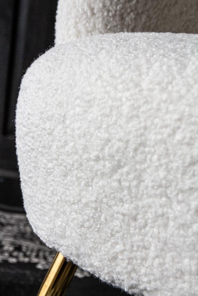 White Teddy Armchair With Gold Legs