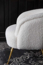 White Teddy Armchair With Gold Legs