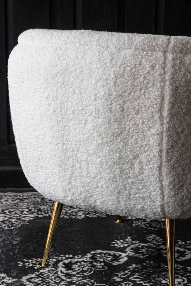 White Teddy Armchair With Gold Legs