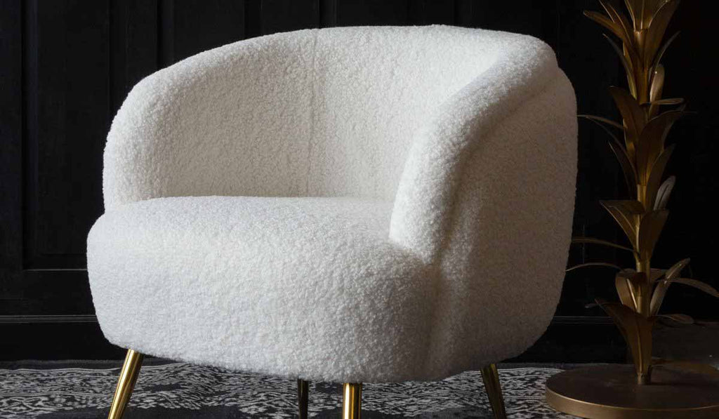 White Teddy Armchair With Gold Legs