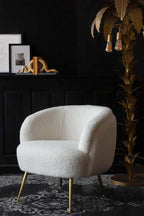 White Teddy Armchair With Gold Legs