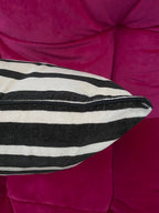 Monochrome Striped Velvet Cushion Cover - SECONDS