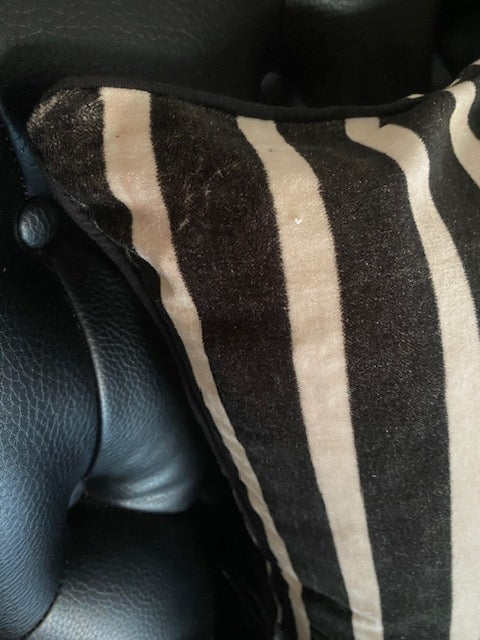 Monochrome Striped Velvet Cushion Cover - SECONDS
