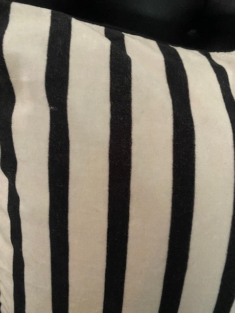 Monochrome Striped Velvet Cushion Cover - SECONDS