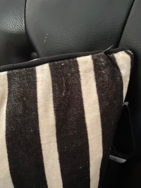 Monochrome Striped Velvet Cushion Cover - SECONDS
